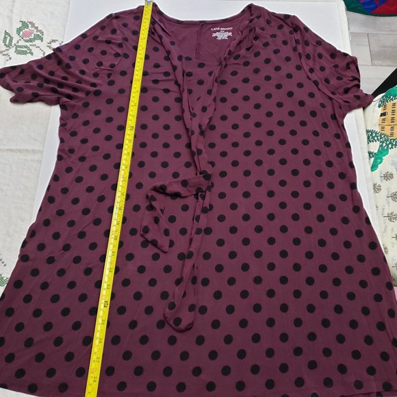 Lane Bryant Top Blouse Polka Dot Soft Comfort Tie Accent Stretchy 14/16 Casual - Picture 5 of 8